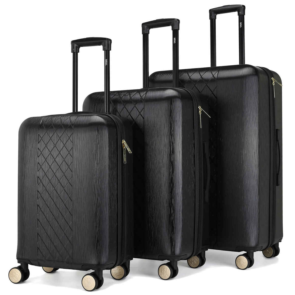 Diamond 3-Piece Expandable Spinner Luggage Set, Black