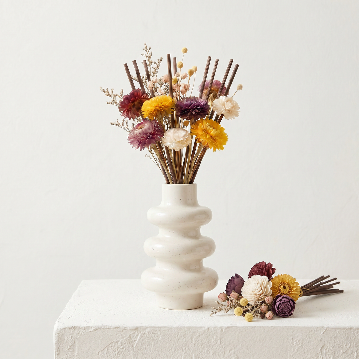 Stacked Bubble Vase Reed Diffuser Gift Set, White