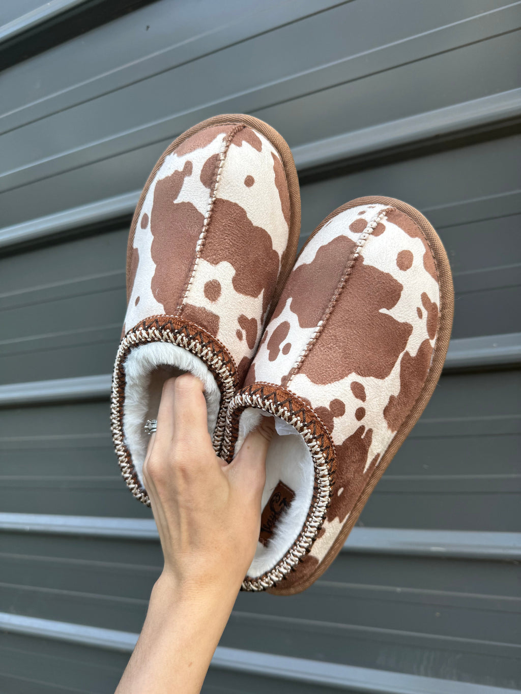 Cow Print Slip-On Slippers