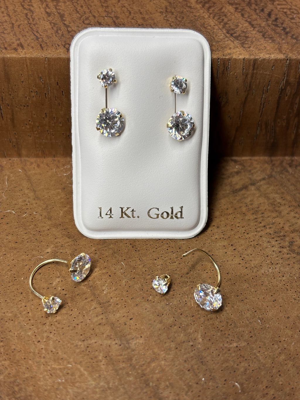 14K Solid Gold Curb Stud Earrings, Screw Back