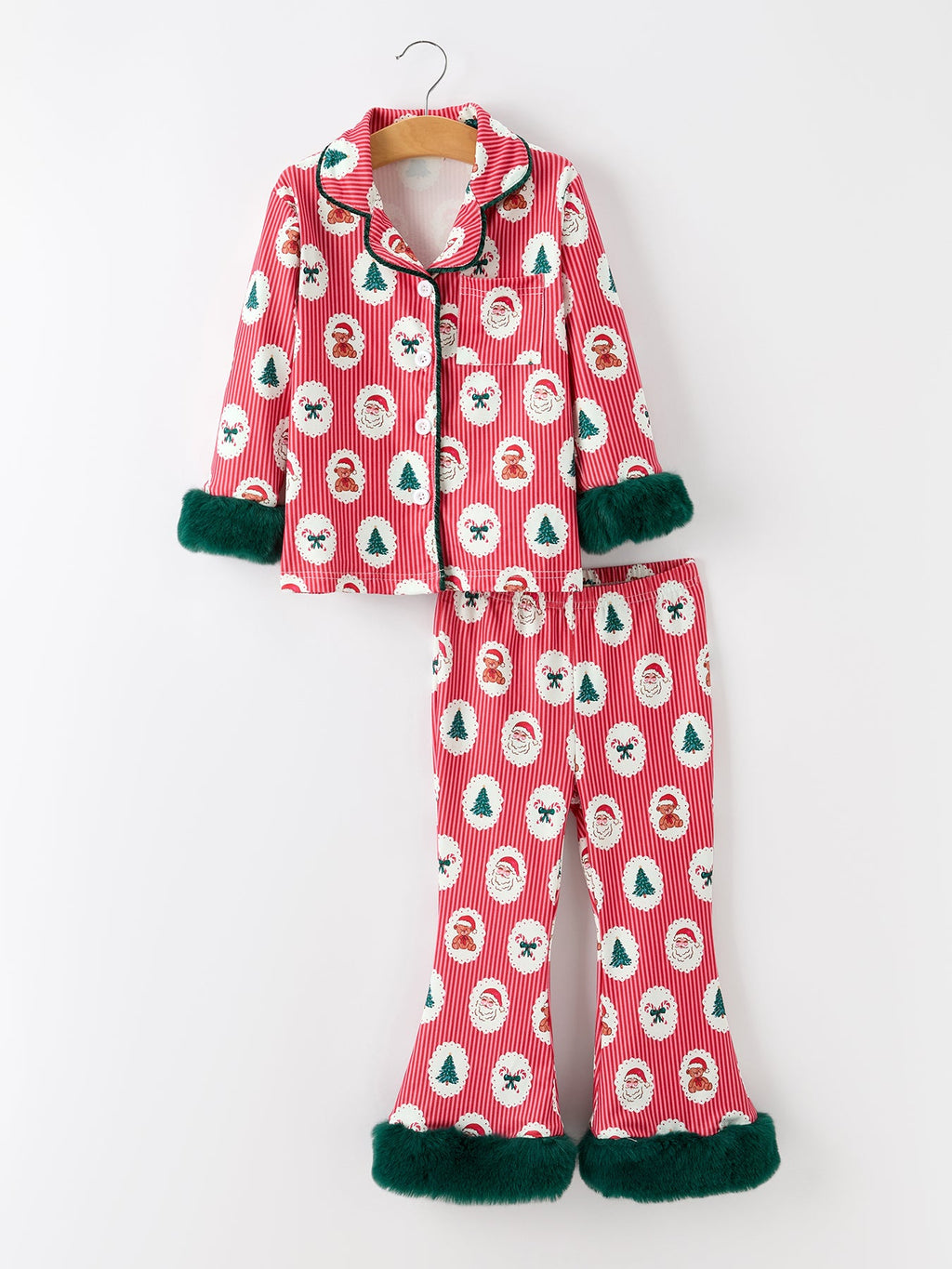 Mommy and Me Santa Pajama Set with Fur Trim