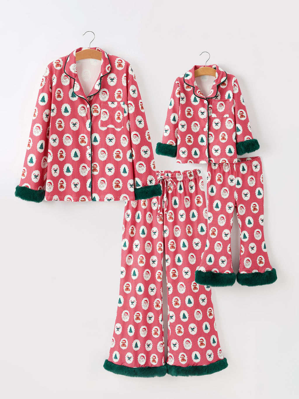 Mommy and Me Santa Pajama Set with Fur Trim