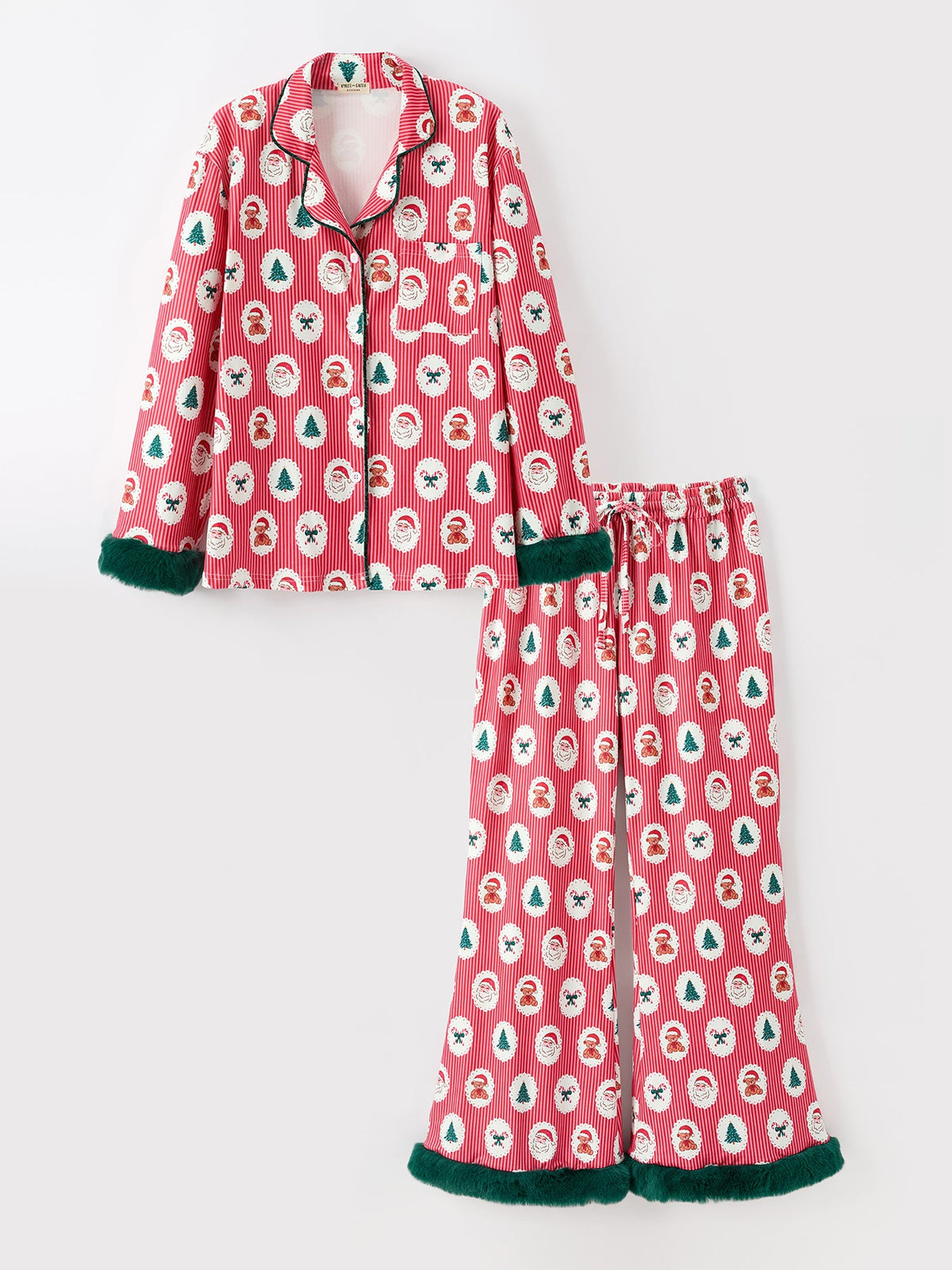 Mommy and Me Santa Pajama Set with Fur Trim