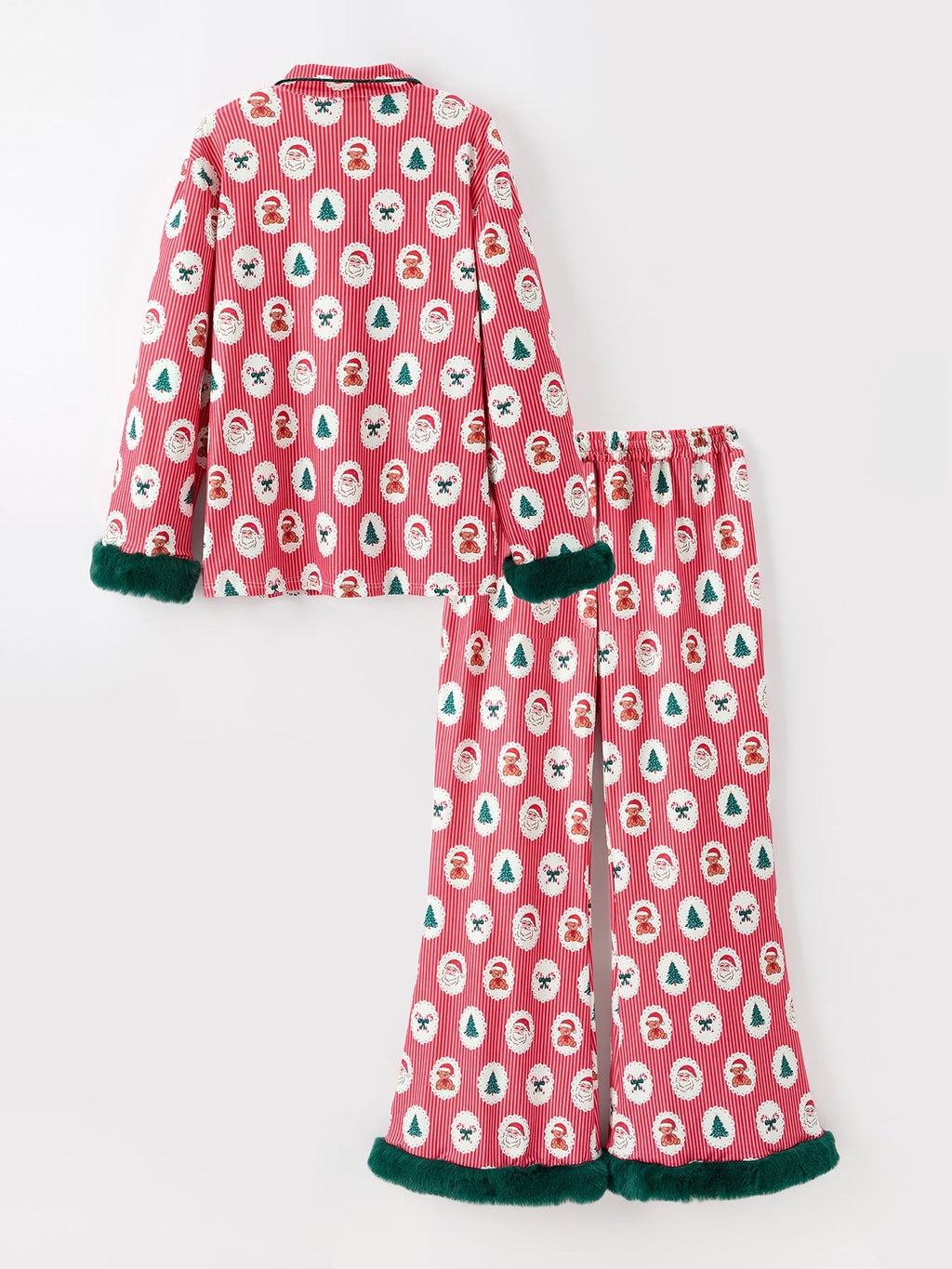 Mommy and Me Santa Pajama Set with Fur Trim