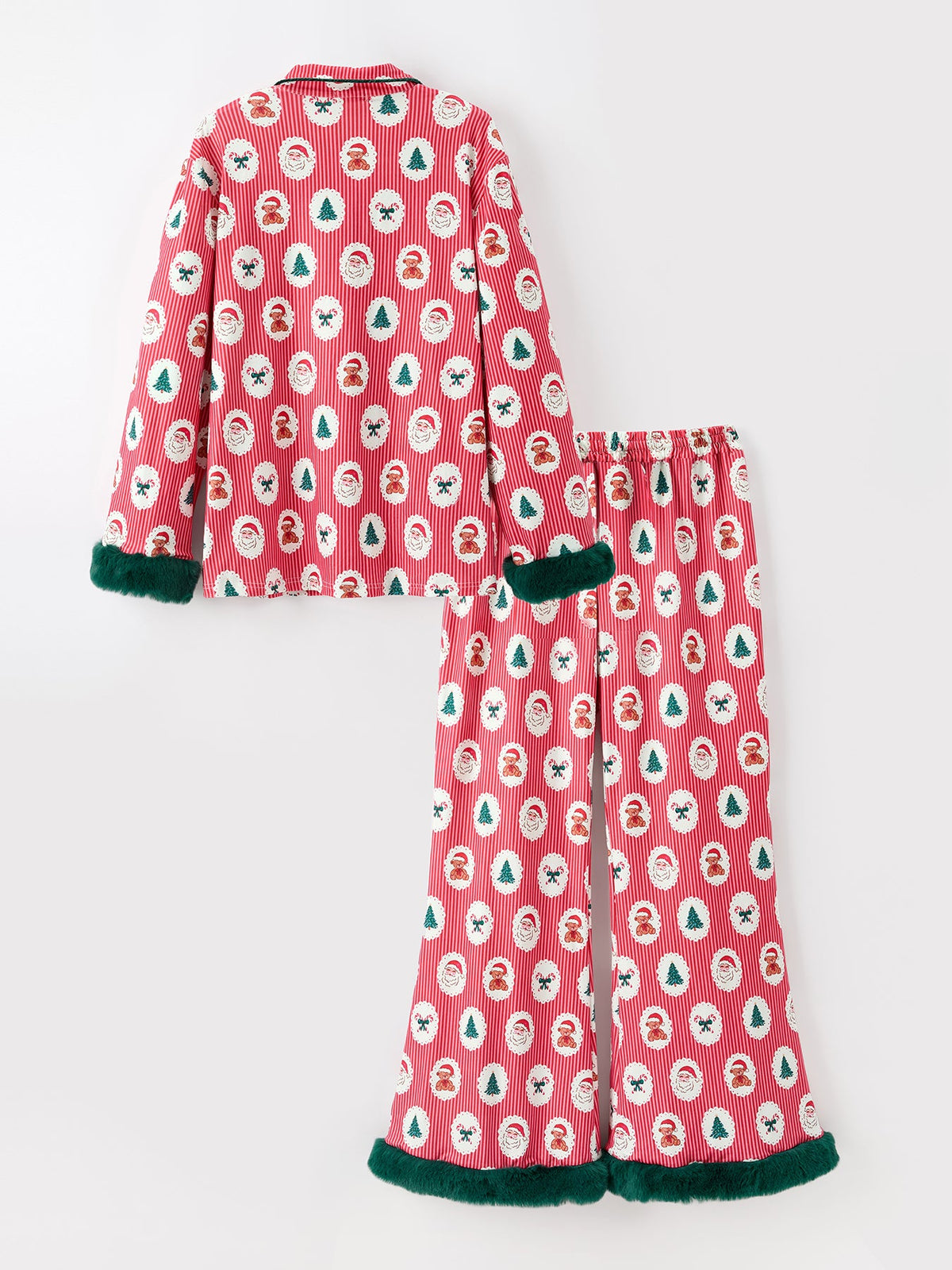 Mommy and Me Santa Pajama Set with Fur Trim