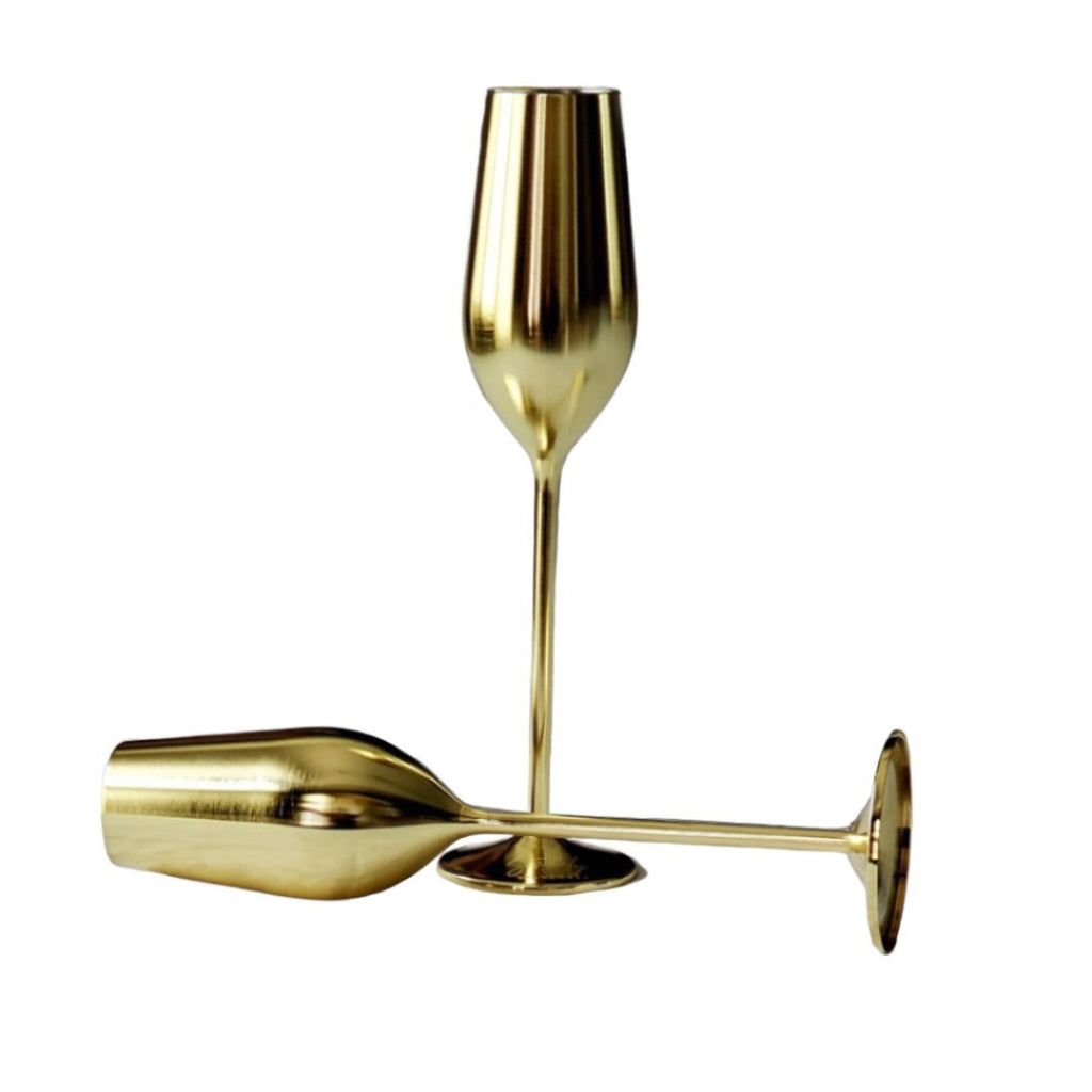 Unbreakable Gold Champagne Flutes
