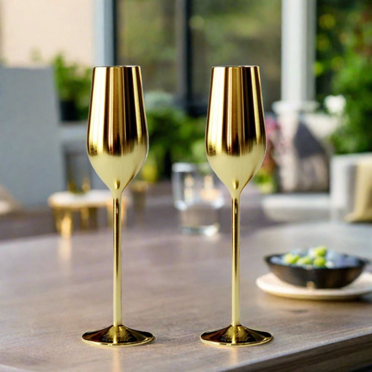 Unbreakable Gold Champagne Flutes