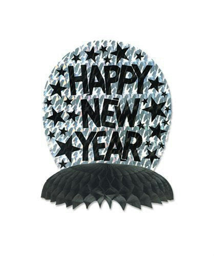Silver Prismatic Happy New Year Centerpiece