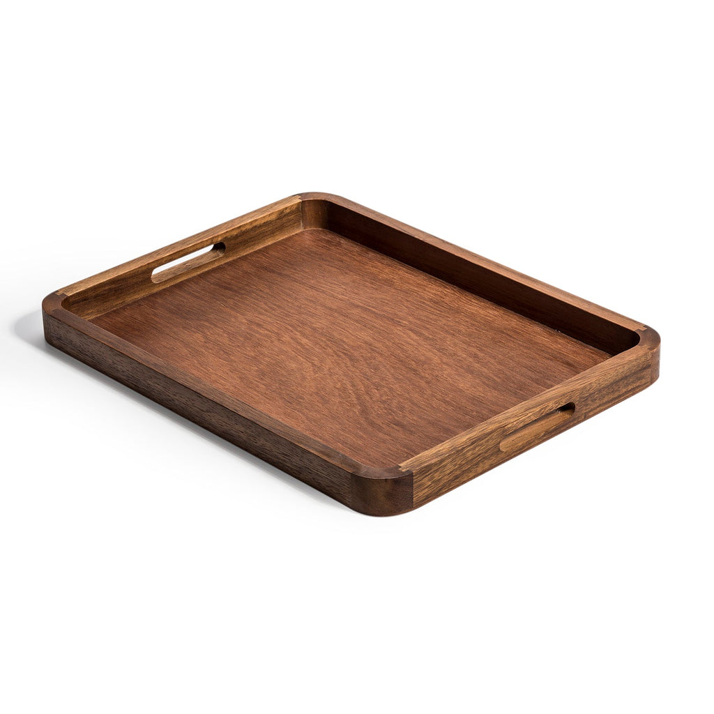 Acacia Wood Serving Tray with Handles, 18 x 14 in