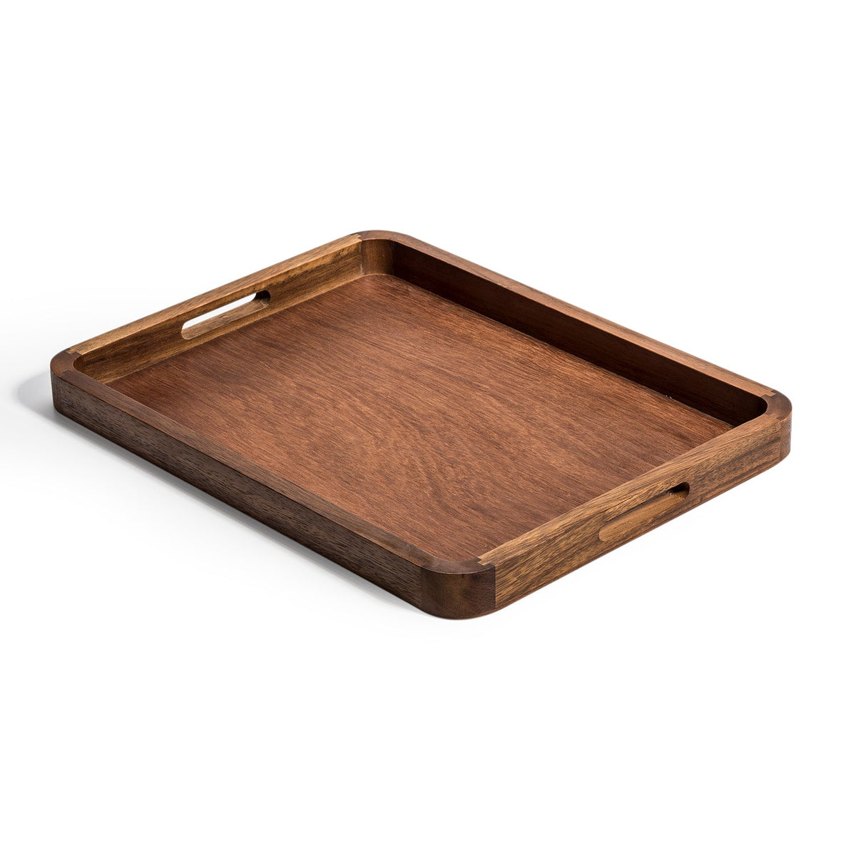 Acacia Wood Serving Tray with Handles, 18 x 14 in
