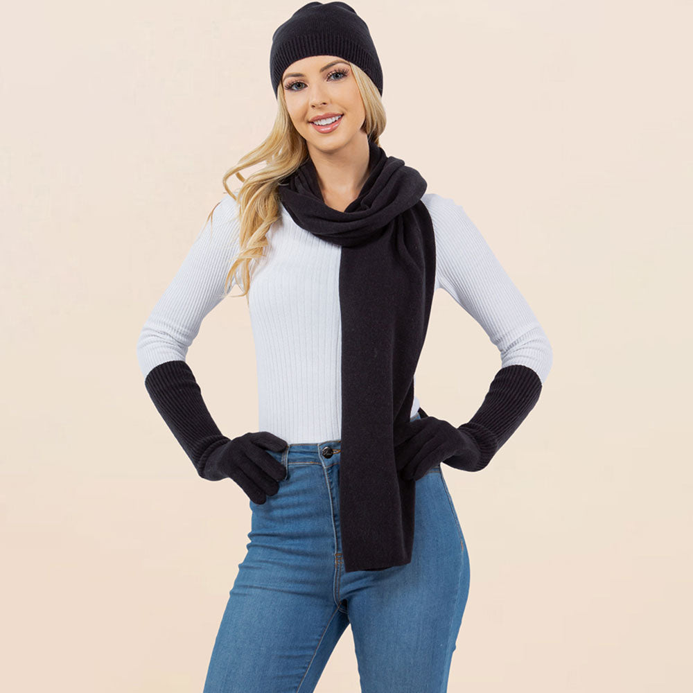 3-Piece Winter Beanie, Scarf and Gloves Set