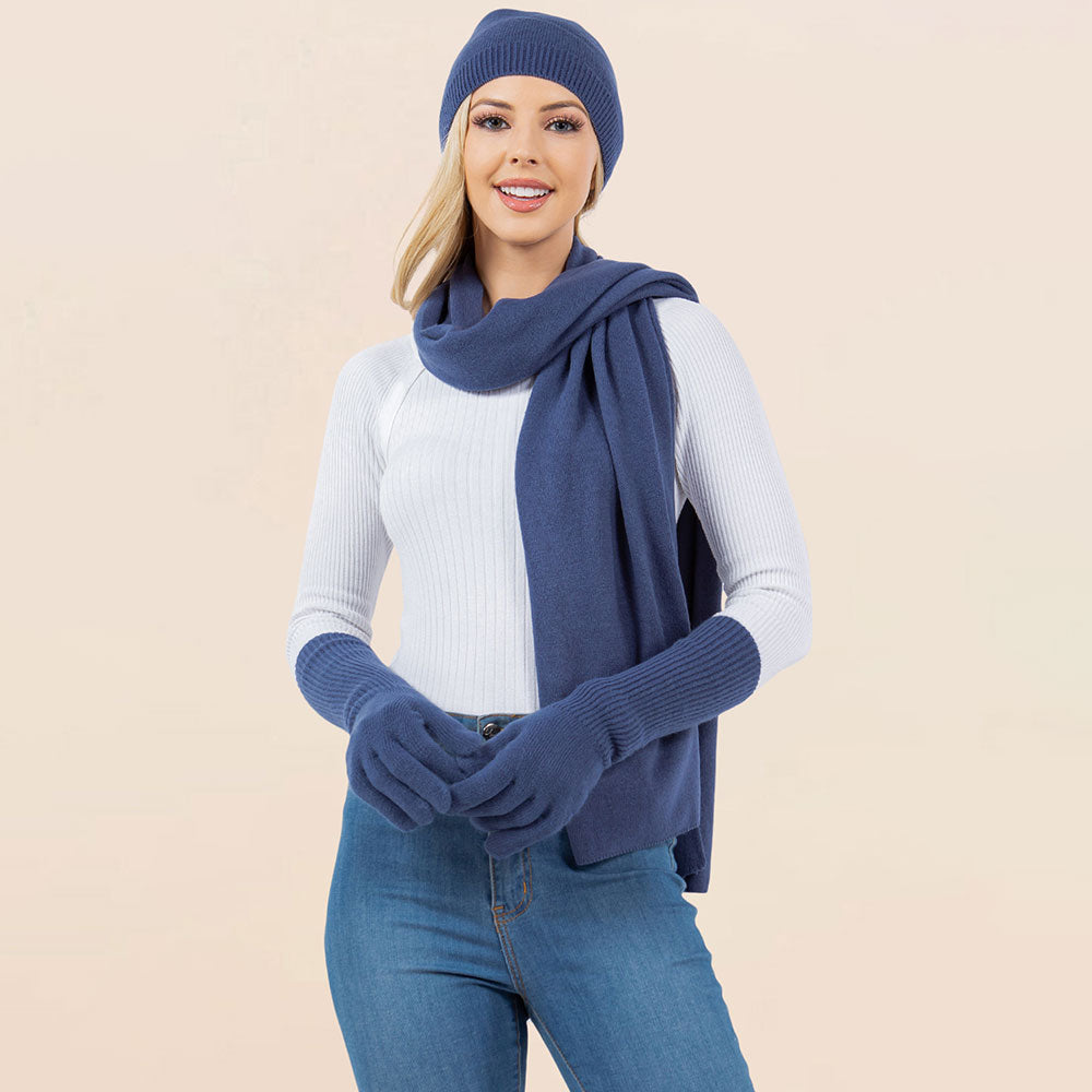 3-Piece Winter Beanie, Scarf and Gloves Set