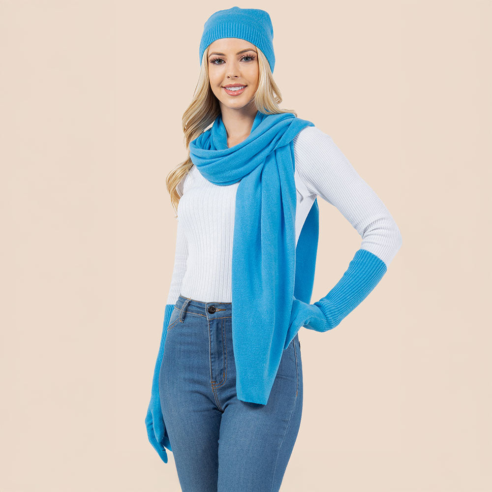 3-Piece Winter Beanie, Scarf and Gloves Set
