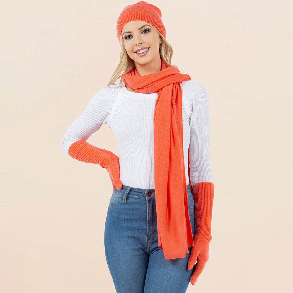 3-Piece Winter Beanie, Scarf and Gloves Set