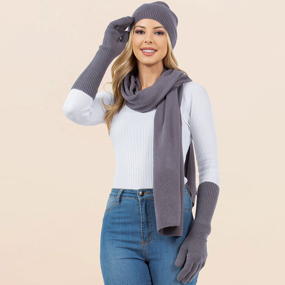 3-Piece Winter Beanie, Scarf and Gloves Set