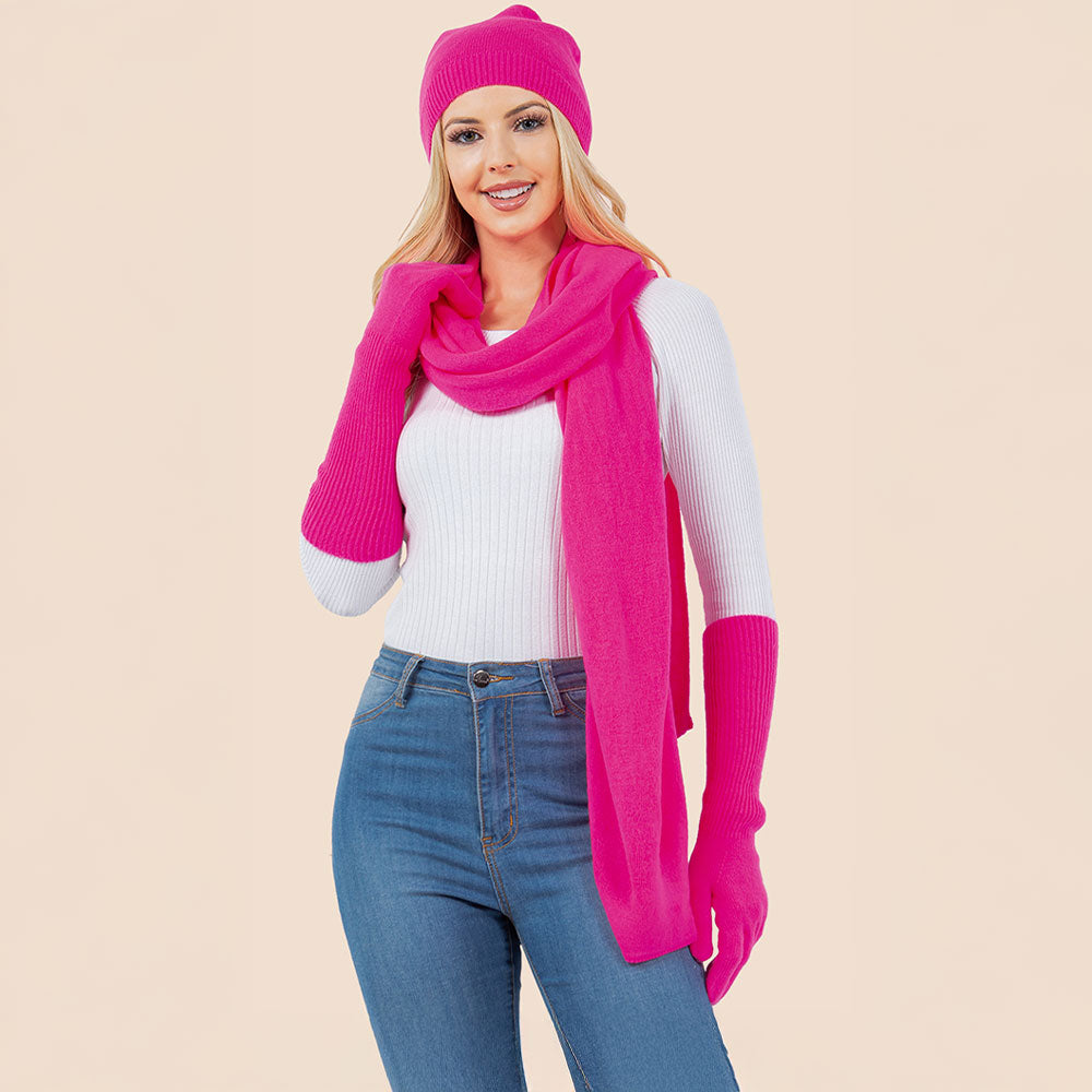 3-Piece Winter Beanie, Scarf and Gloves Set