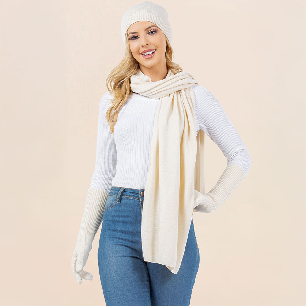 3-Piece Winter Beanie, Scarf and Gloves Set