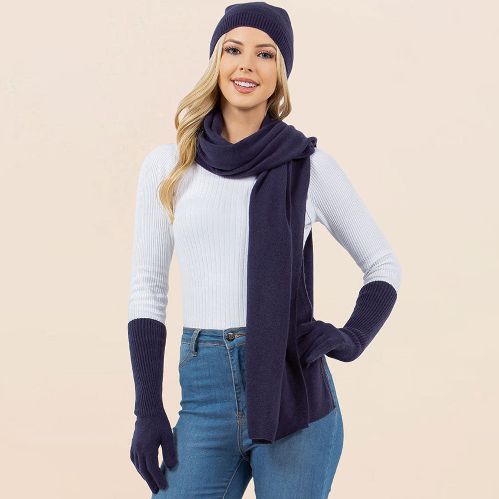 3-Piece Winter Beanie, Scarf and Gloves Set