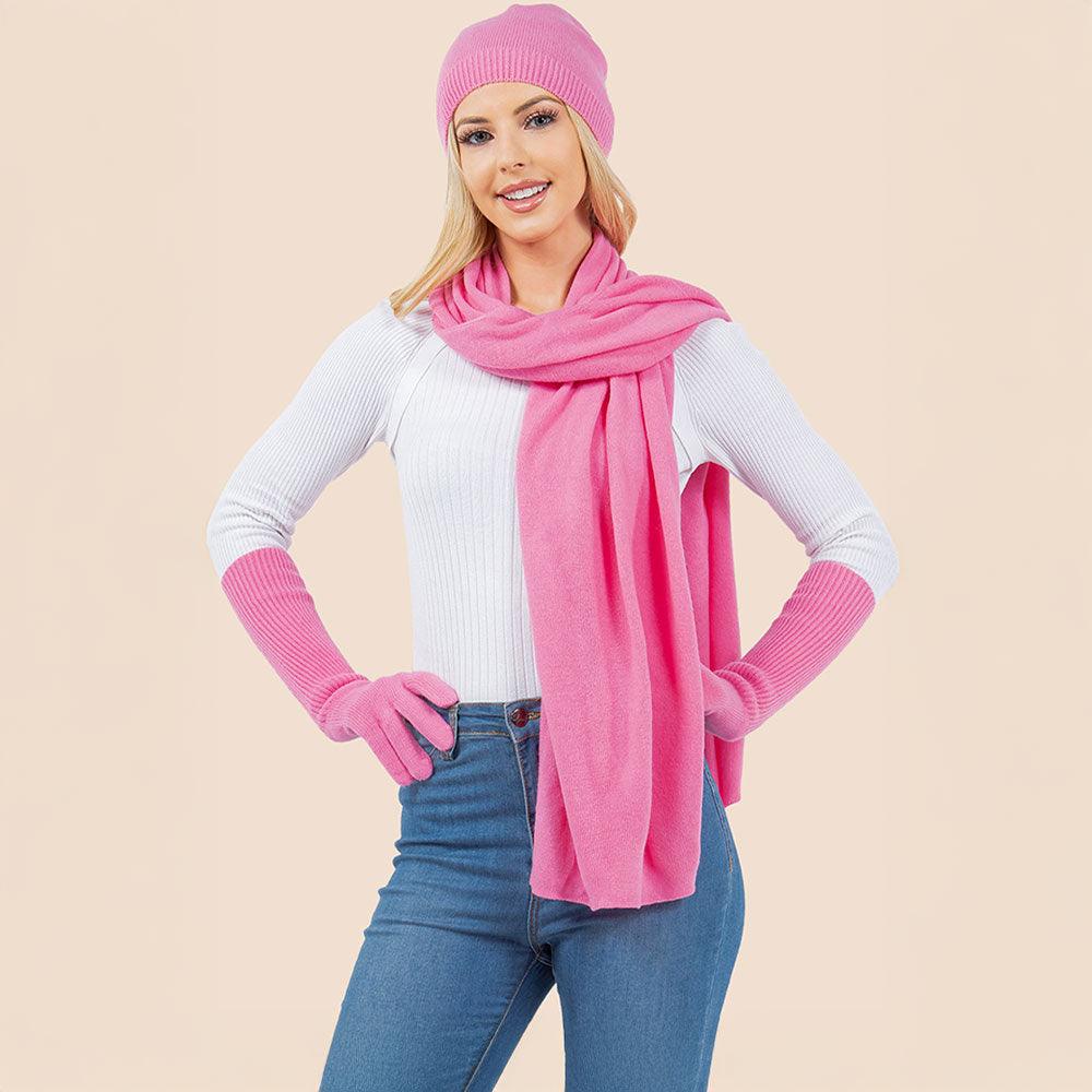 3-Piece Winter Beanie, Scarf and Gloves Set