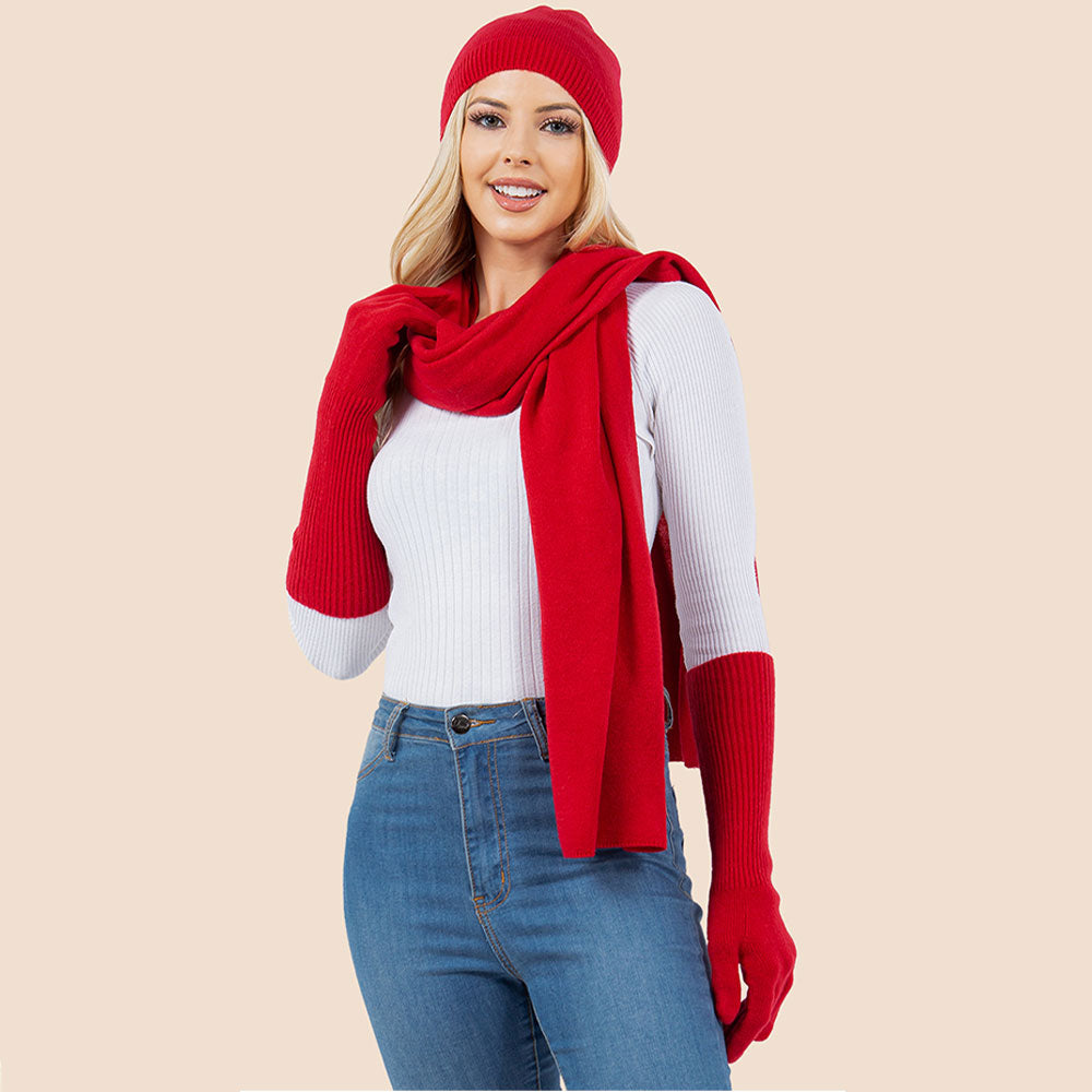 3-Piece Winter Beanie, Scarf and Gloves Set