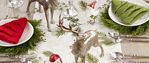 Pine Needle and Red Berry Christmas Table Linens