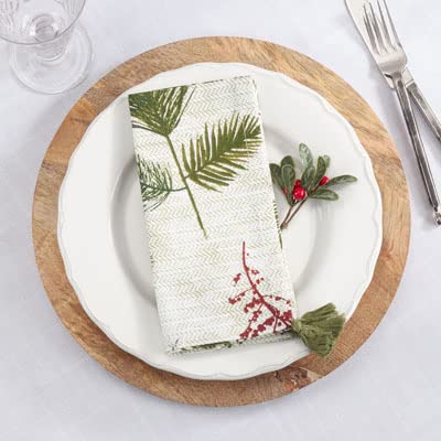 Pine Needle and Red Berry Christmas Table Linens