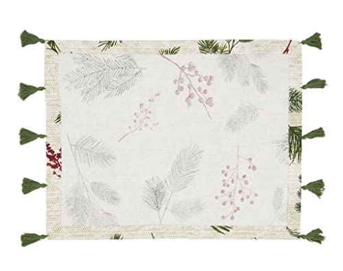 Pine Needle and Red Berry Christmas Table Linens