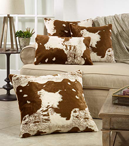 Faux Fur Cowhide Throw Pillow with Insert