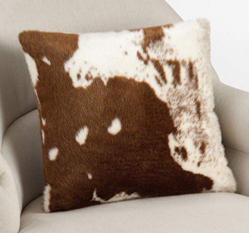 Faux Fur Cowhide Throw Pillow with Insert
