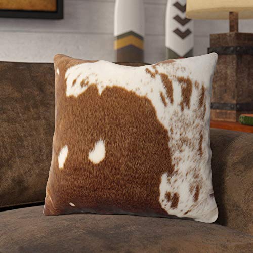 Faux Fur Cowhide Throw Pillow with Insert