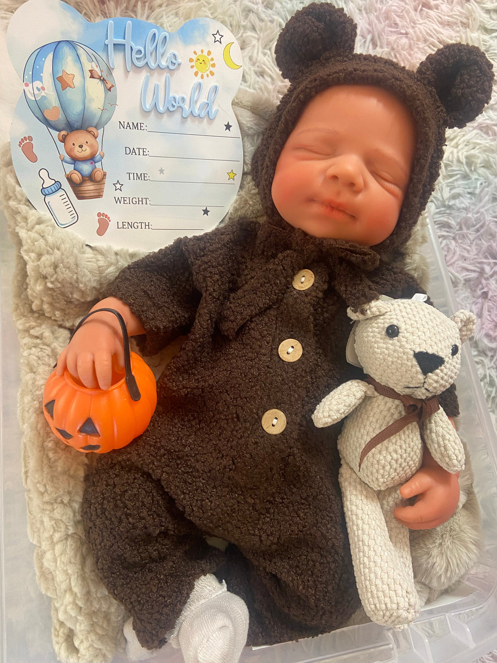 Hendrix Full-Silicone Newborn Reborn Doll, 19 in