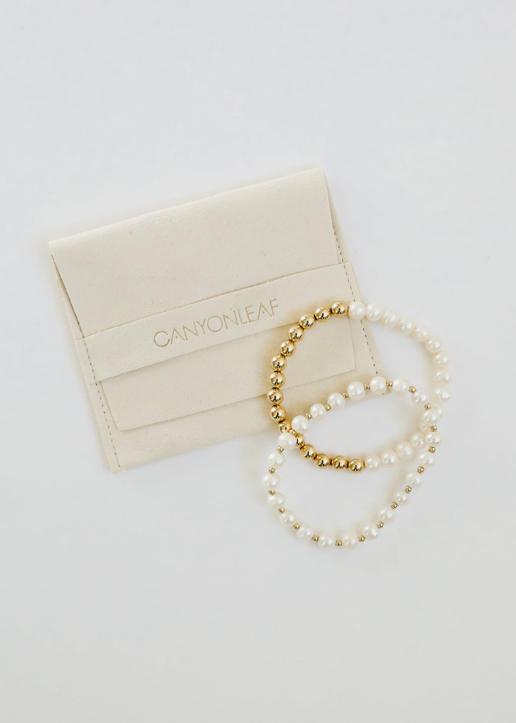 Pearl and 14K Gold-Filled Sun and Moon Stretch Bracelets