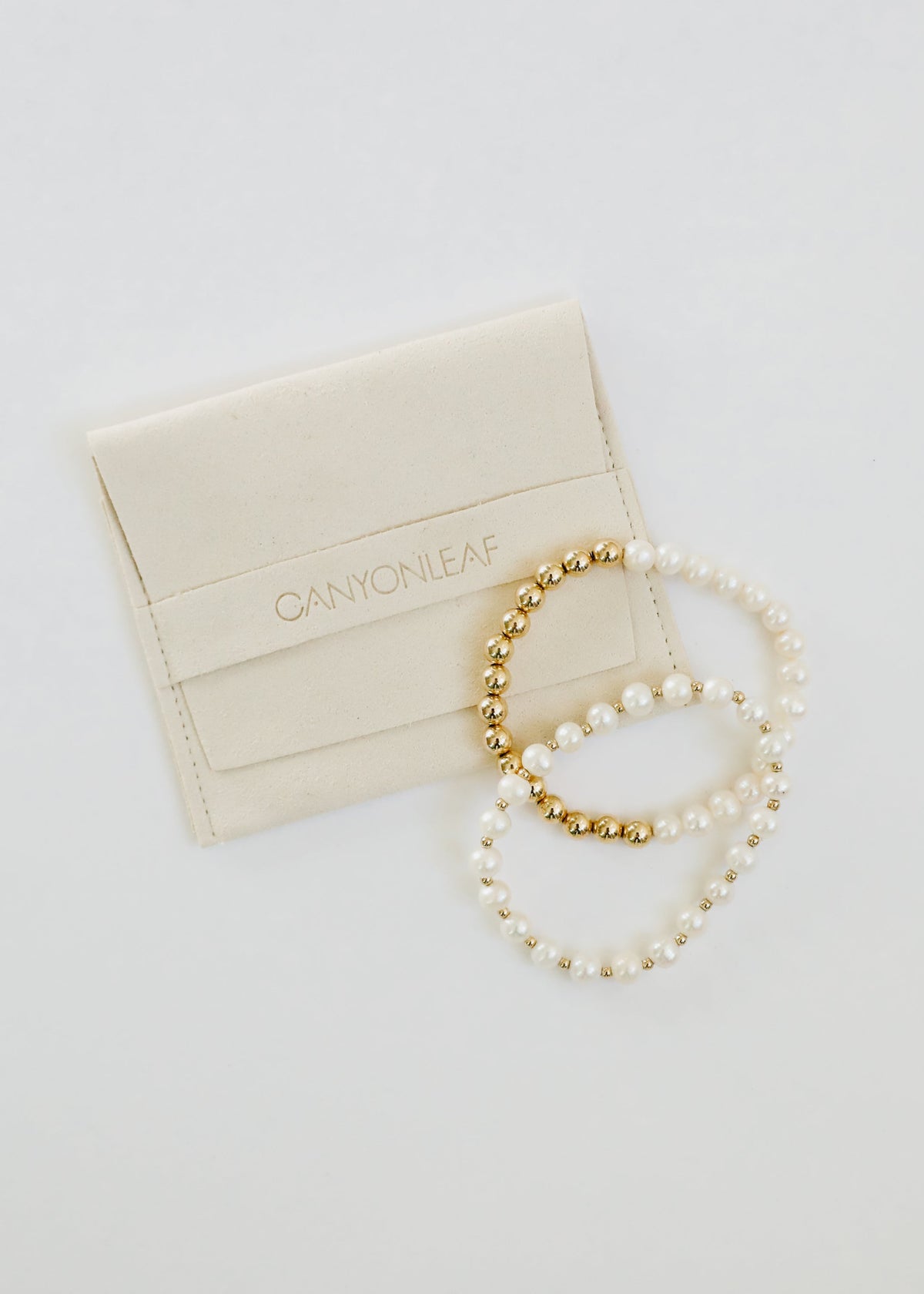 Pearl and 14K Gold-Filled Sun and Moon Stretch Bracelets