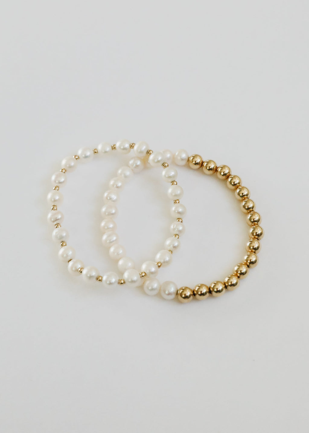 Pearl and 14K Gold-Filled Sun and Moon Stretch Bracelets