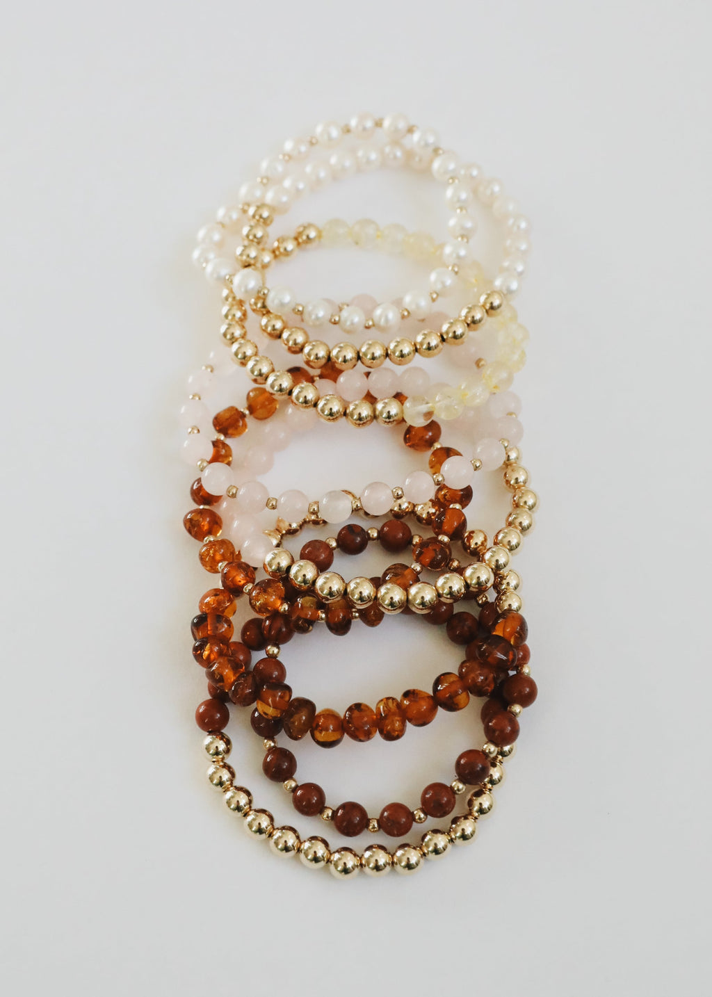 Pearl and 14K Gold-Filled Sun and Moon Stretch Bracelets