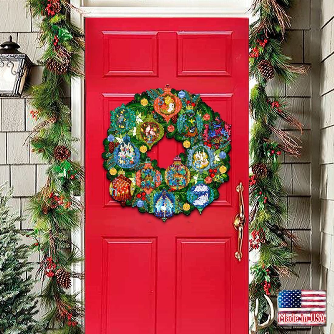 12 Days of Christmas Wooden Door Wreath
