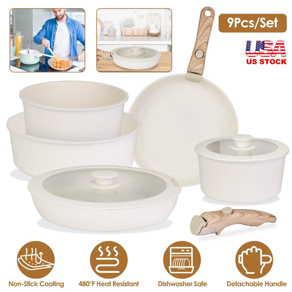 9-Piece Nonstick Cookware Set with Glass Lids