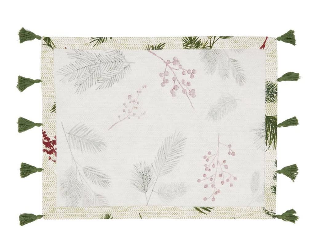 Pine Needle and Red Berry Christmas Table Linens