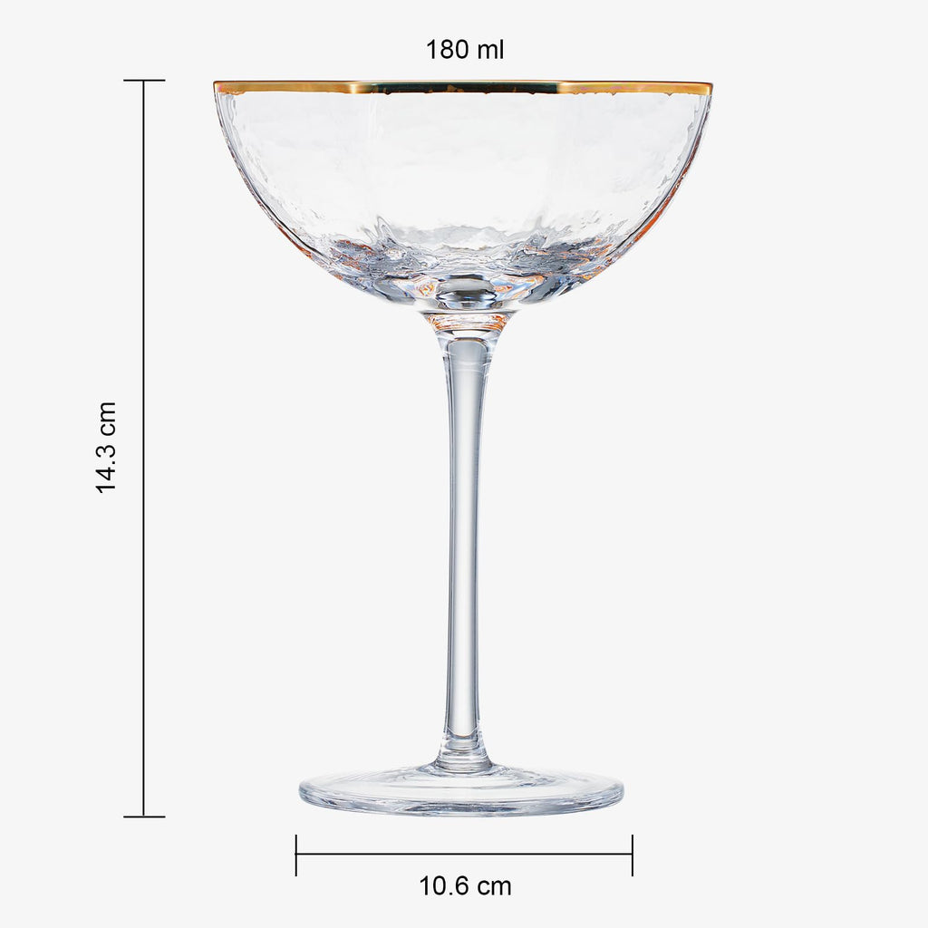 Vintage Gold Rim Champagne Coupes, Set of 4