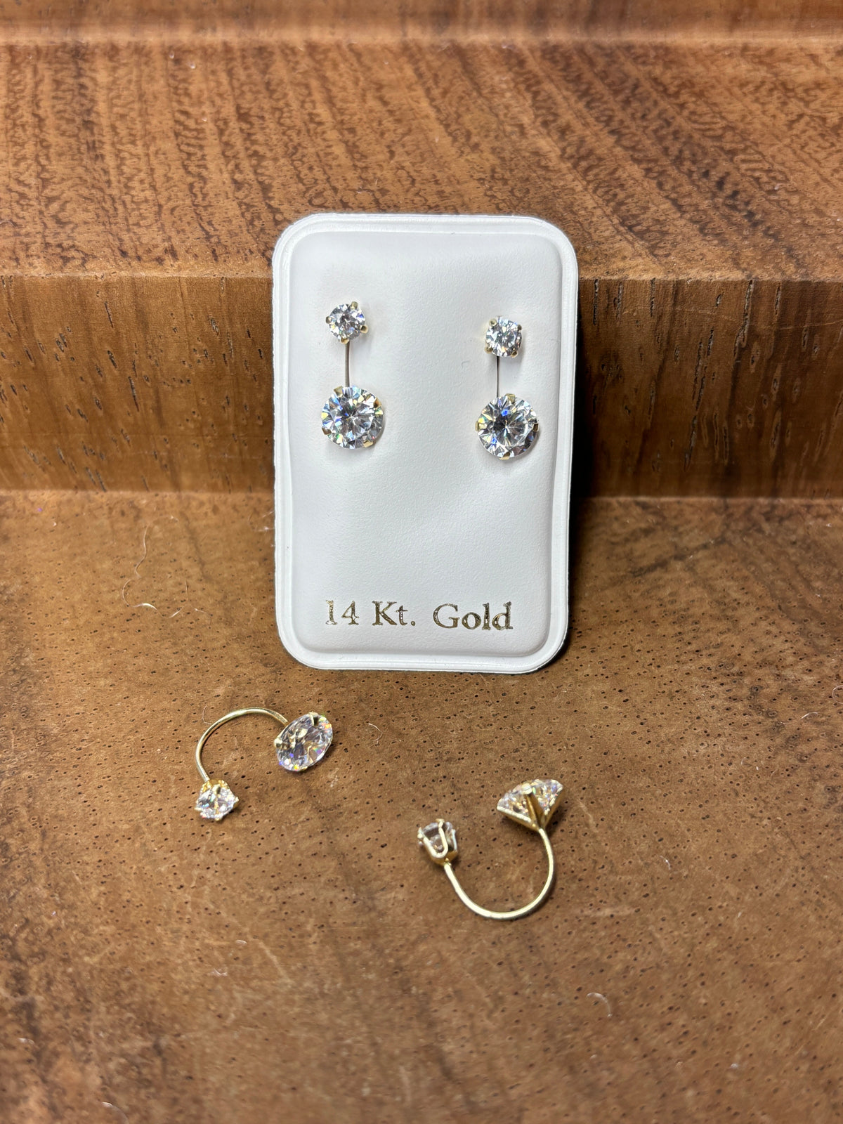14K Solid Gold Curb Stud Earrings, Screw Back