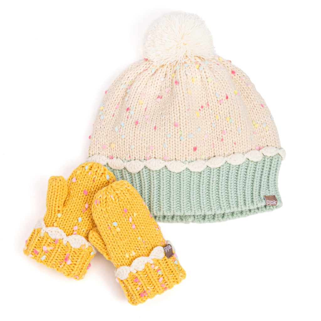 Cupcake Knit Beanie and Mittens Set for Toddlers