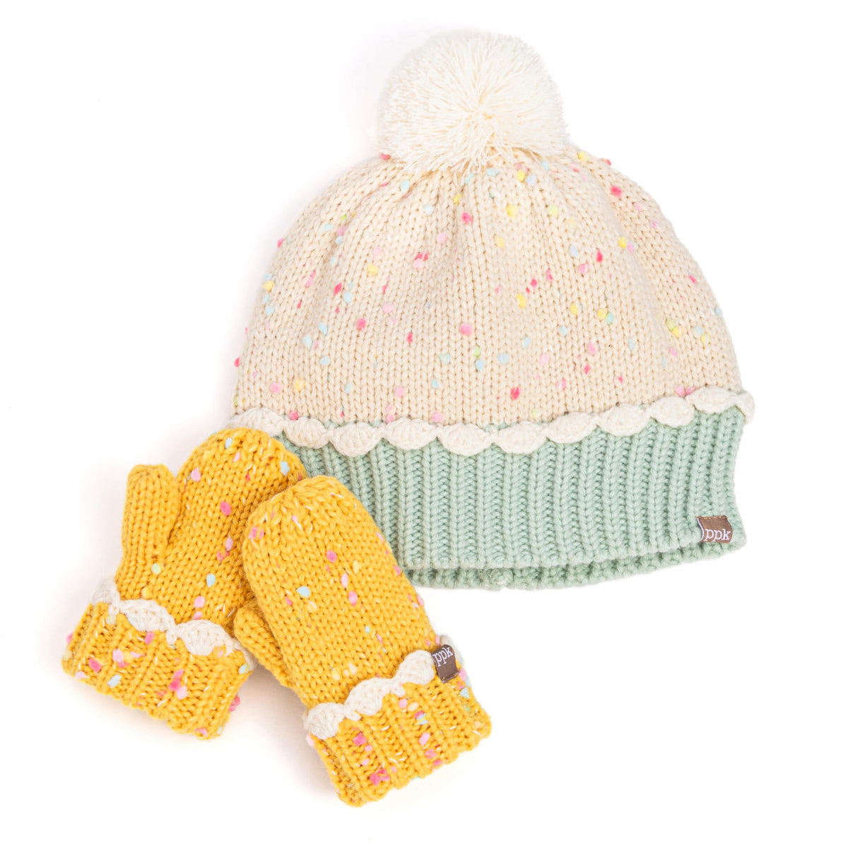 Cupcake Knit Beanie and Mittens Set for Toddlers