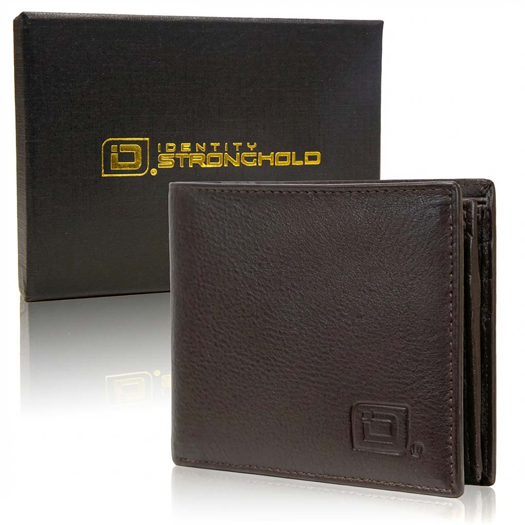 RFID-Blocking Leather Bifold Wallet with ID Window