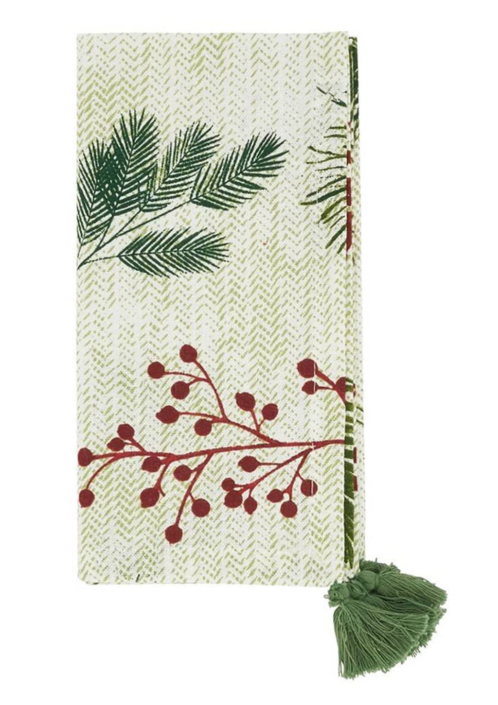Pine Needle and Red Berry Christmas Table Linens