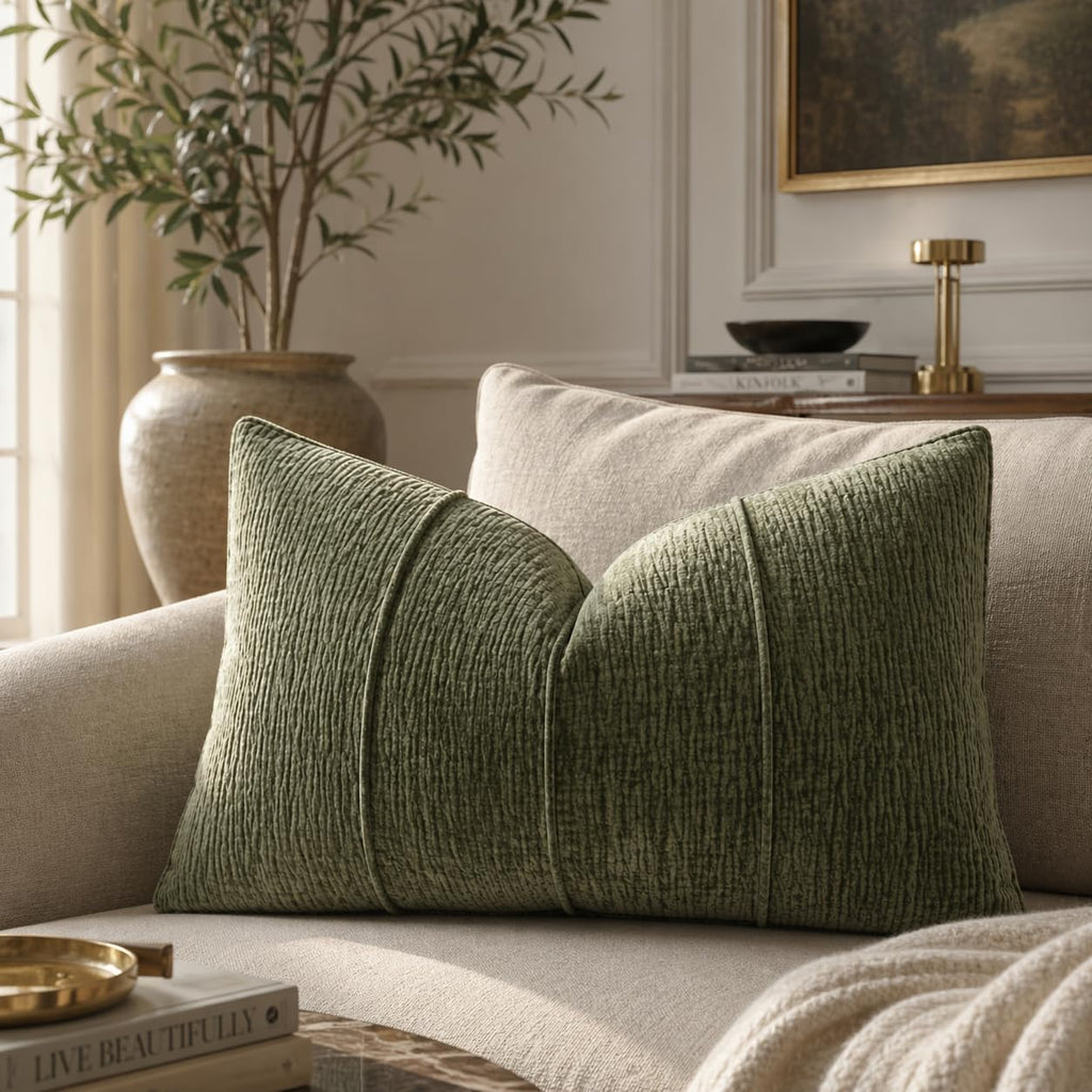 Ribbed Chenille Throw Pillow with Insert