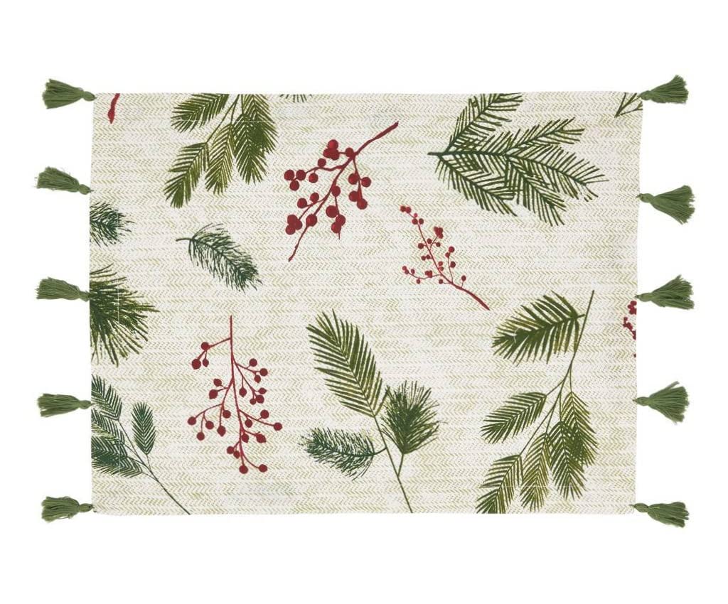 Pine Needle and Red Berry Christmas Table Linens