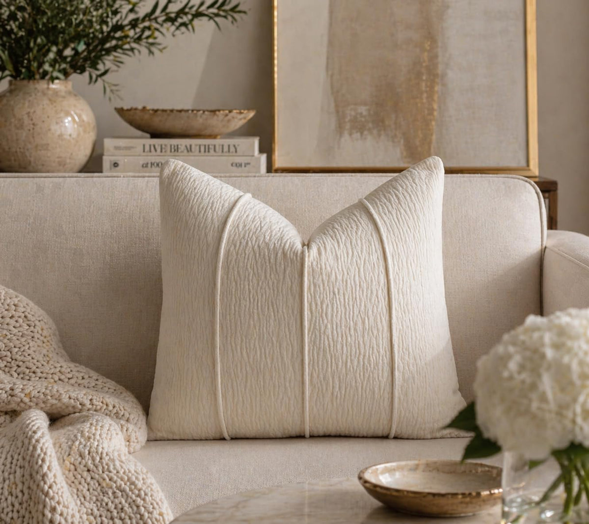 Ribbed Chenille Throw Pillow with Insert