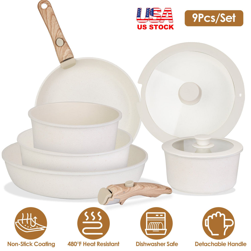 9-Piece Nonstick Cookware Set with Glass Lids