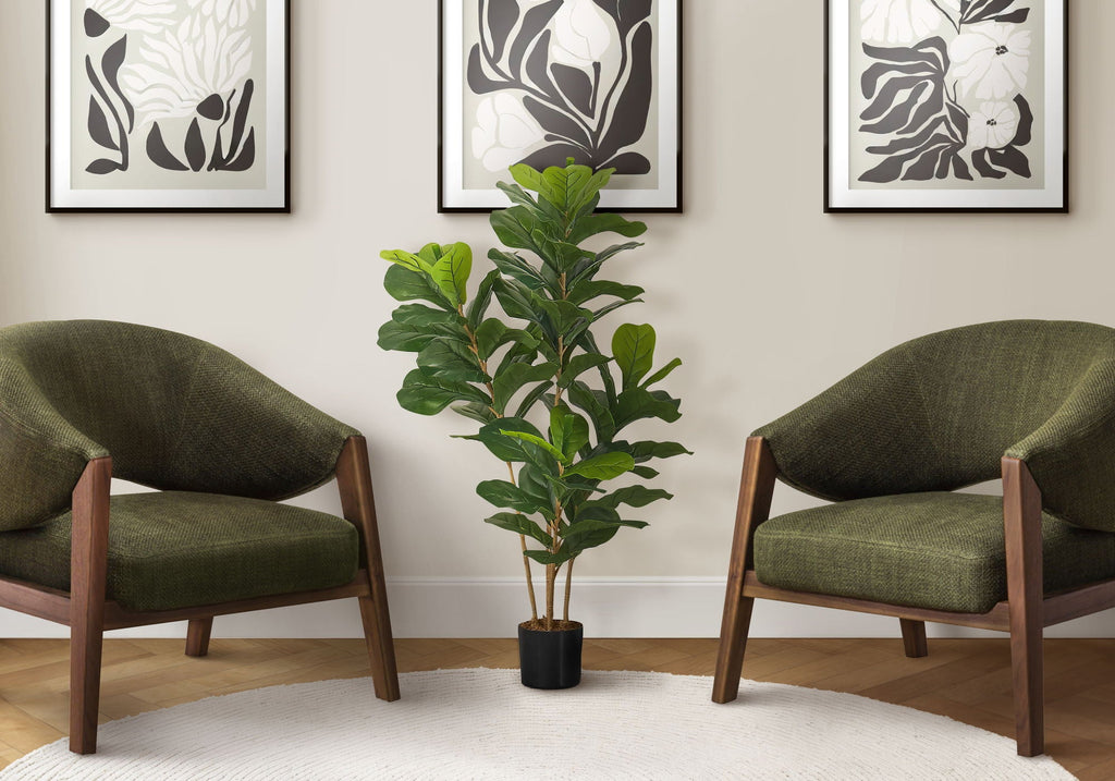 Faux Fiddle Leaf Fig Tree in Black Pot, 41 in