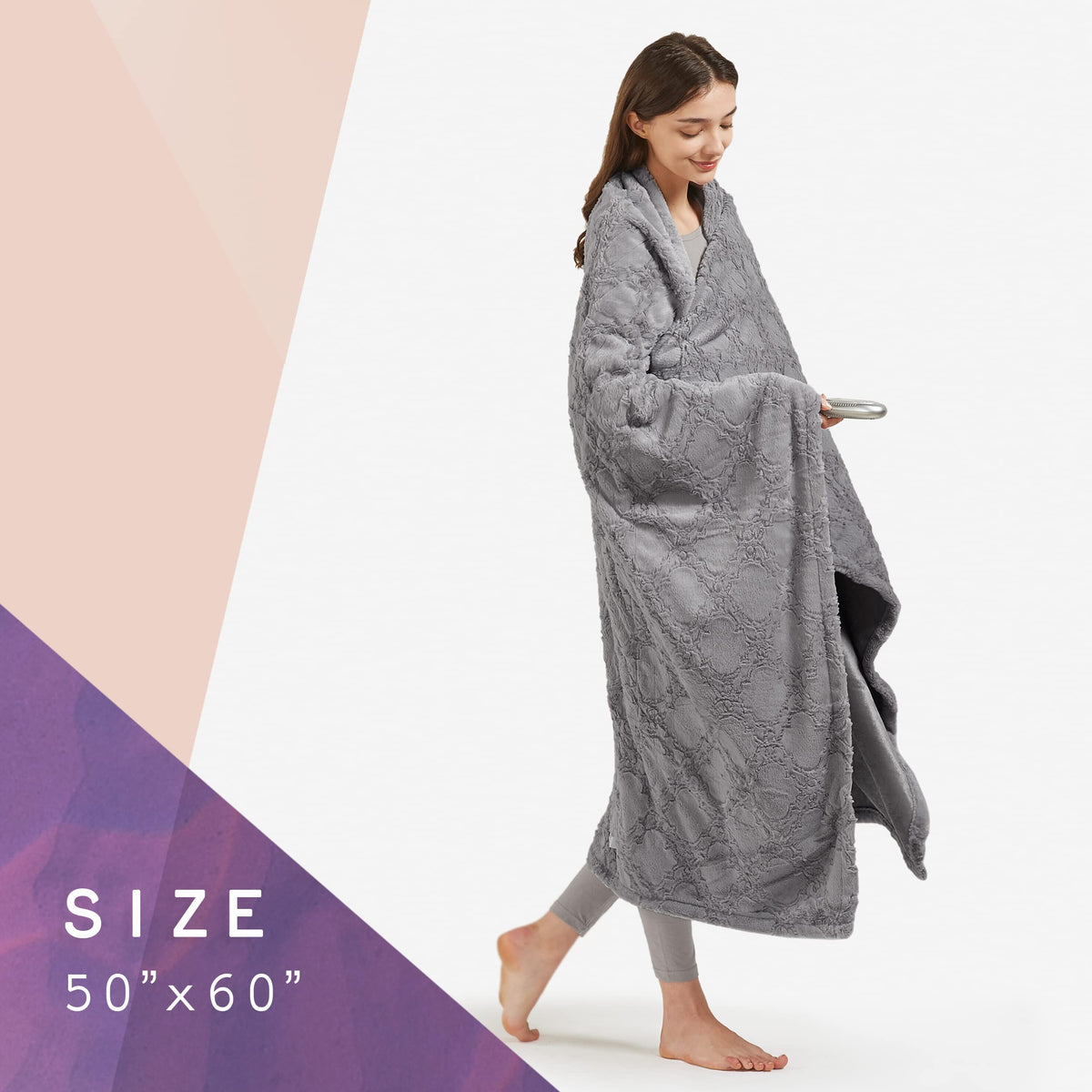 Hyde Lane Heated Throw Blanket, 60 x 70 in, Sherpa Back